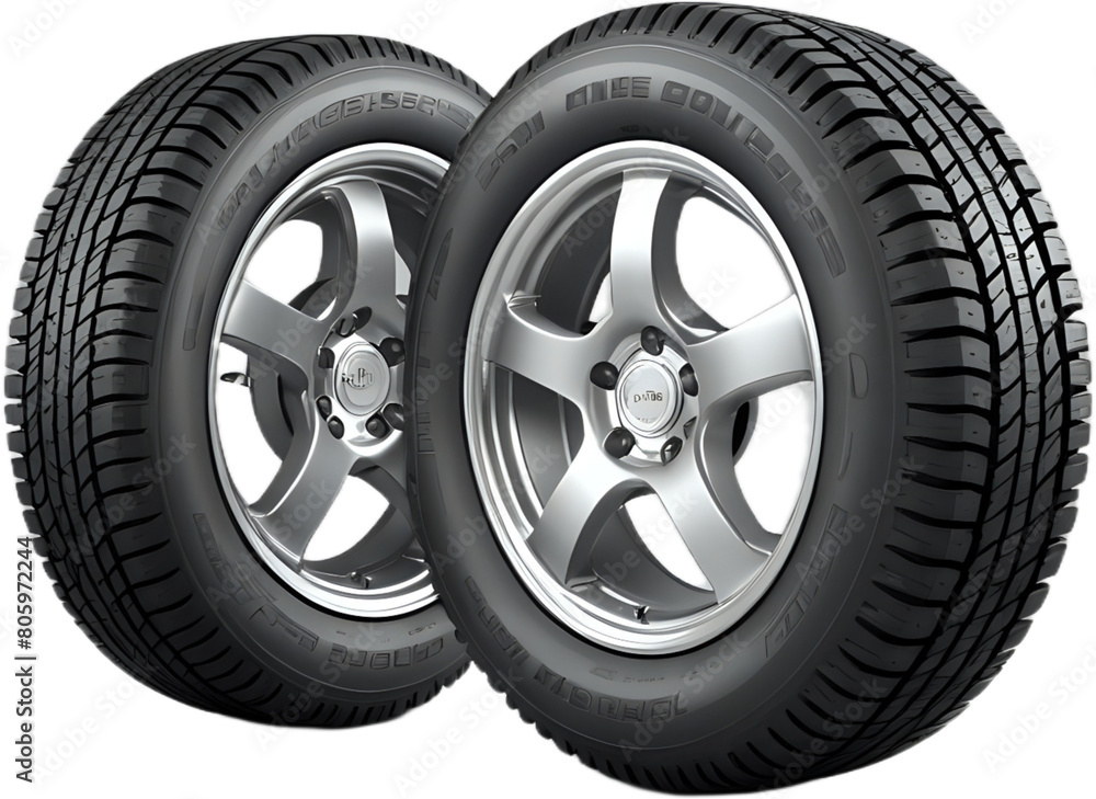 Fototapeta premium Clipping path. Big Wheel isolated on a transient background view. wheels. Racing. Off-Road Vehicle Wheel isolated