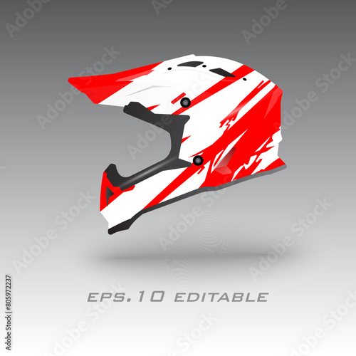 Motocross helmet livery wrap design vector
