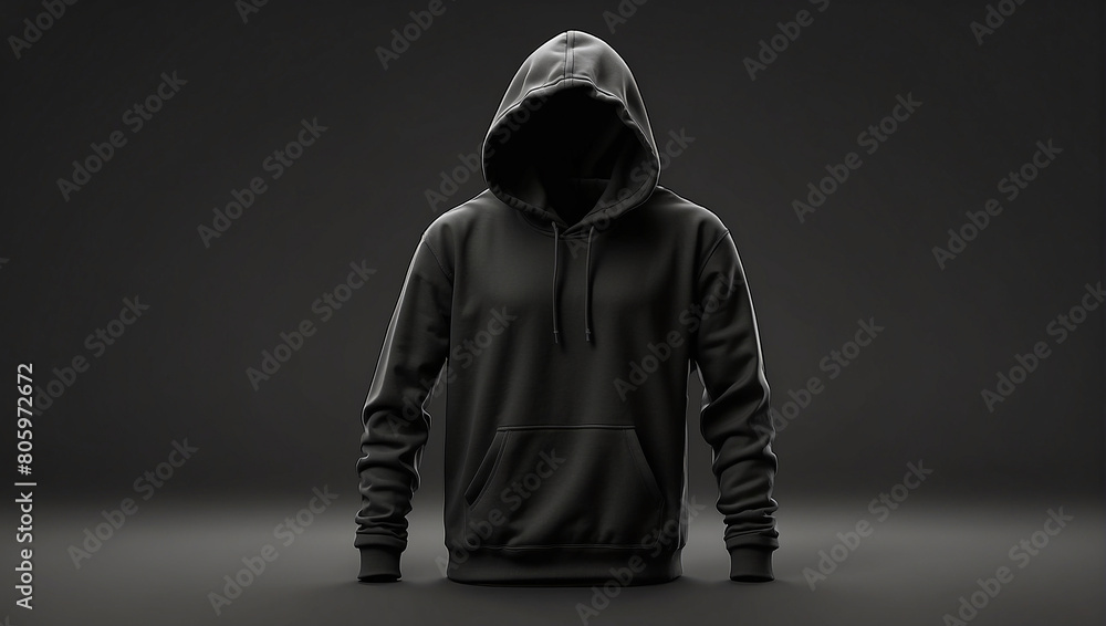 black hoodie on transparent background
