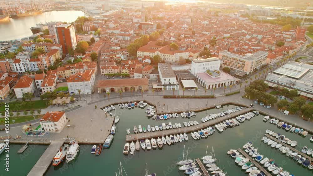 Skyline of the Koper town at sunrise, Adriatic sea coast of Slovenia Skyline of the Koper town at sunrise, Adriatic sea coast of Slovenia