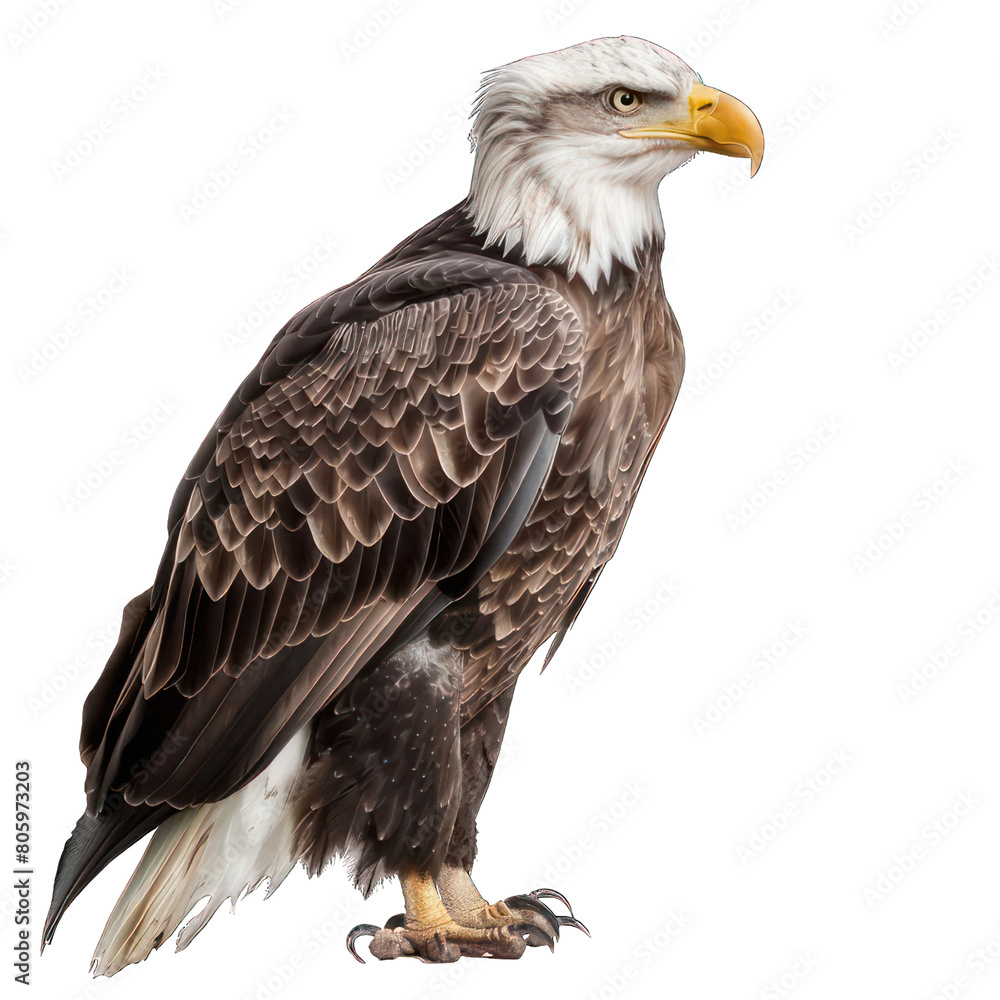 Fototapeta premium side view of eagle transparent isolated on white png