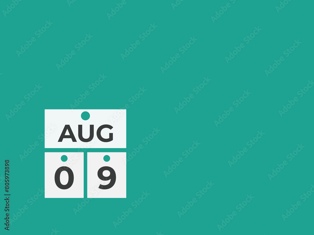 August 9 calendar reminder. 9 August daily calendar icon template. Calendar 9 August icon Design template. Vector illustration
August 9 calendar reminder. 9 August daily calendar icon template. Calendar 9 August icon Design template. Vector illustration