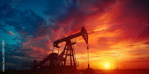 Offshore Oil Rig Pump Jack: Symbolizing Energy Exploration in the Industry. Concept Oil Industry, Energy Exploration, Offshore, Pump Jack, Symbolism