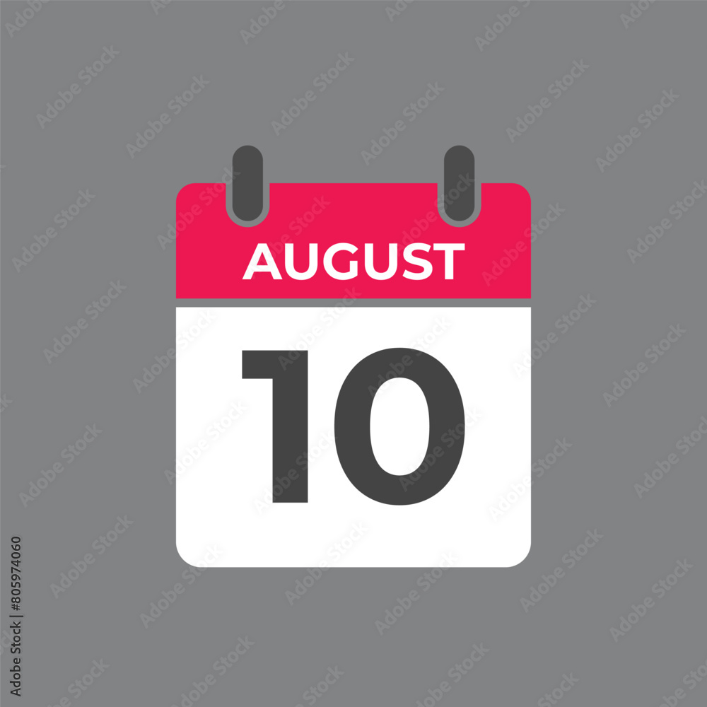 August 10 calendar reminder. 10 August daily calendar icon template. Calendar 10 August icon Design template. Vector illustration
August 10 calendar reminder. 10 August daily calendar icon template. Calendar 10 August icon Design template. Vector illustration