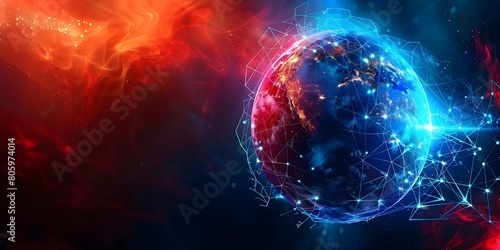 Holographic globe with connections representing social media and business background wallpaper. Concept Technology, Social Media, Business, Globe Connections, Holographic Effect