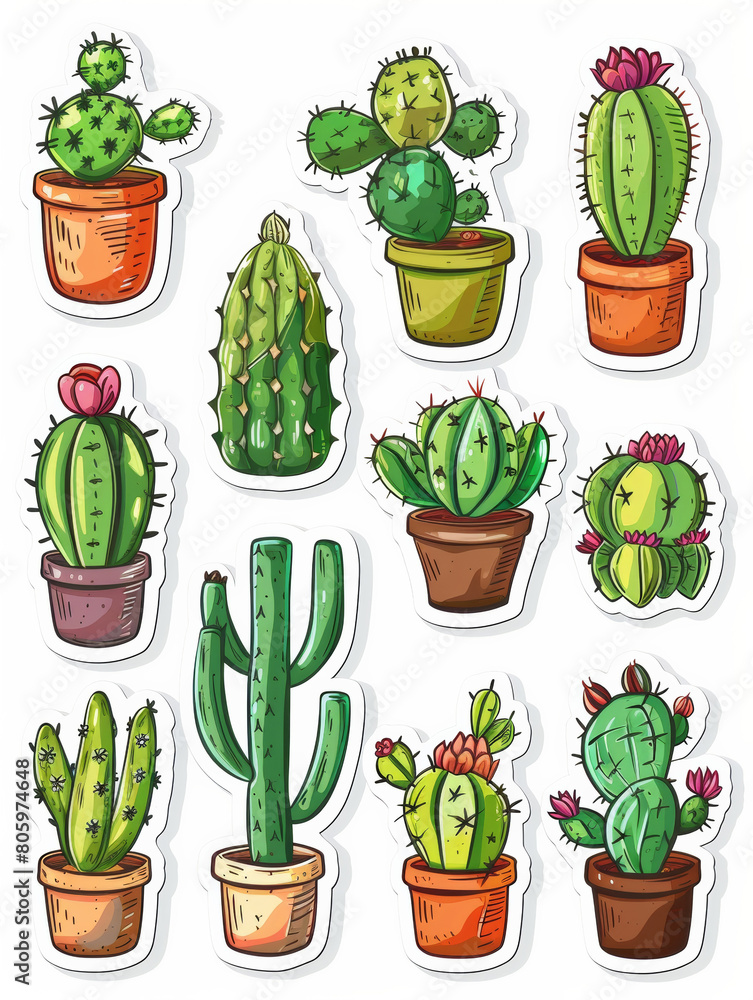 set of cactus plants set of cactus plants