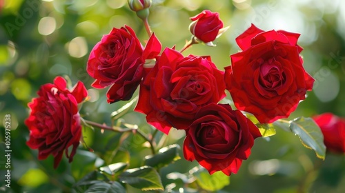 Garden Roses. Intimate and Romantic Red Roses in Full Bloom  Symbolizing Elegance and Friendship