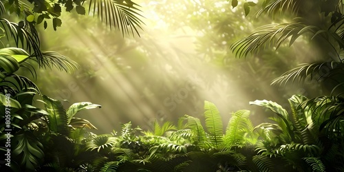 Eco-Friendly Earth Day  Panoramic Tropical Forest Scene. Concept Eco-Friendly  Earth Day  Panoramic  Tropical Forest Scene