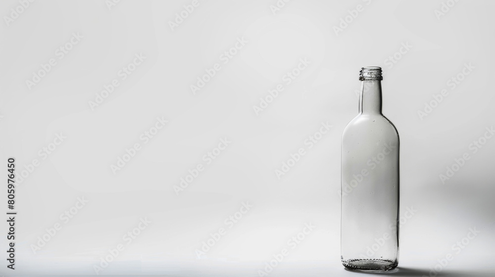 Single glass bottle, dramatic lighting to emphasize the transparency and recyclability of glass Single glass bottle, dramatic lighting to emphasize the transparency and recyclability of glass