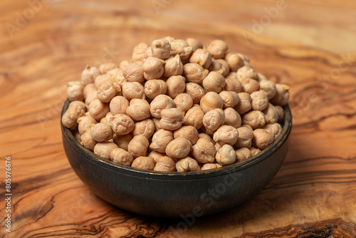 Raw Chickpeas in a bowl. Chickpeas is nutritious food. Healthy and natural vegetarian food