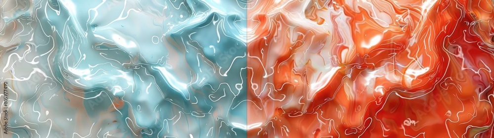 Obraz premium Dynamic abstract background with a mixture of red and blue oil paint strokes, can be utilized for printed materials such as brochures, flyers, and business cards.