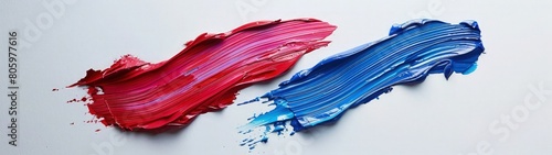 Dynamic abstract background with a mixture of red and blue oil paint strokes, can be utilized for printed materials such as brochures, flyers, and business cards.