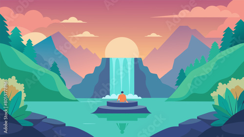 A picturesque waterfall serves as the backdrop for outdoor yoga classes creating a grounding and calming environment for the mind and body..