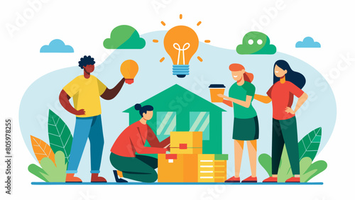 Creative minds unite at this corner of the thrift store where innovative techniques and sustainable practices reign supreme.. Vector illustration