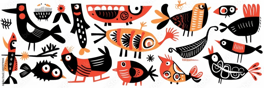 Obraz premium Abstract Scandinavian style print design with red and black tints. Great as background or poster.
