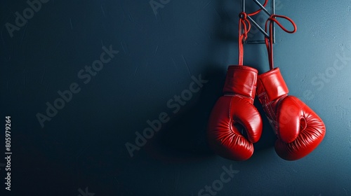 Red Boxing Gloves: Symbol of Strength and Combat Readiness. Generative ai. © Scrudje