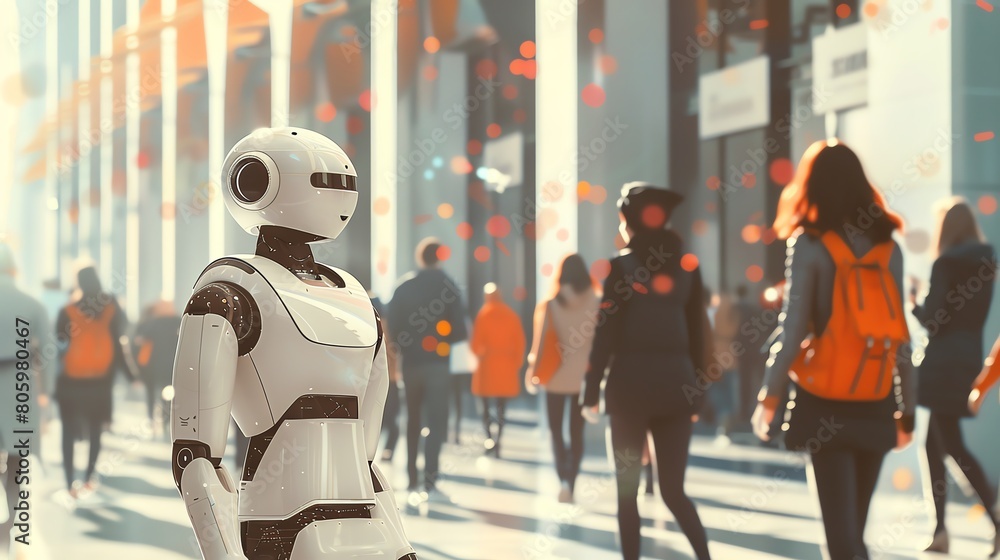 Robots collaborating with humans in various industries, AI in the Future of Work Robots collaborating with humans in various industries, AI in the Future of Work