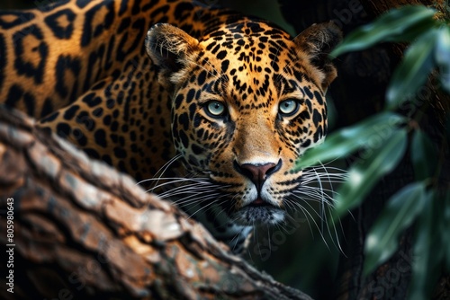 Intense Gaze of a Jaguar in Natural Habitat