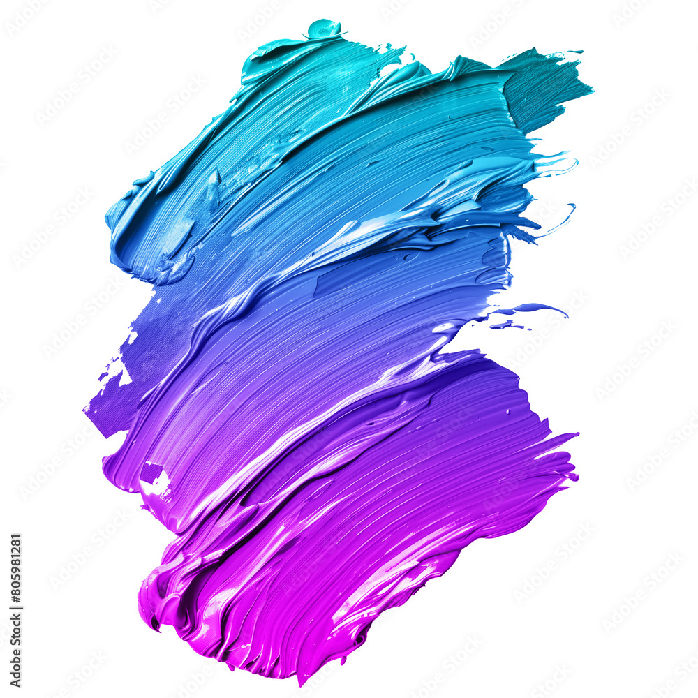 colourful bright acrylic ink paint brush stroke, transparent background