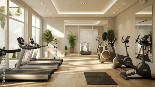 A well-equipped home gym with modern exercise machines, ready to help fitness enthusiasts achieve their health goals.