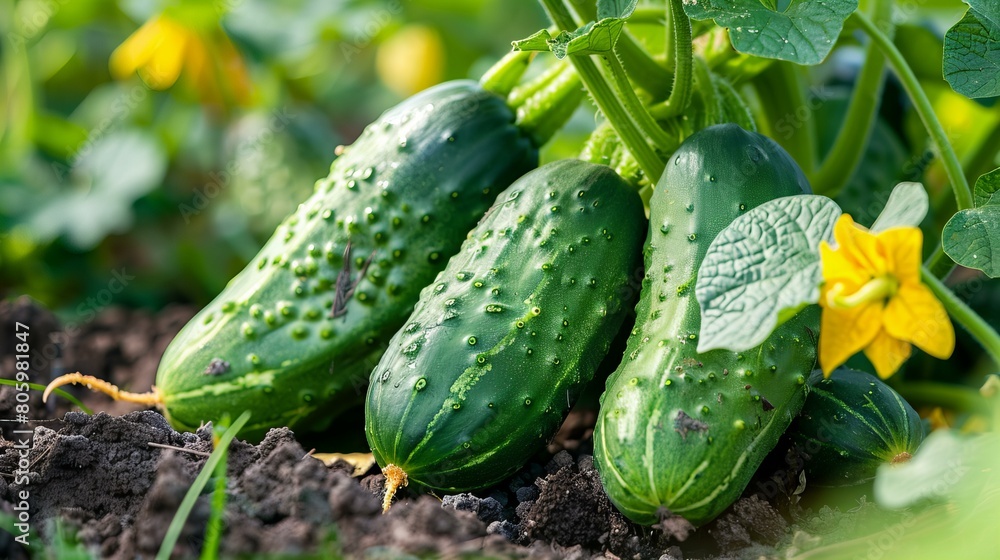pickling cucumbers in garden, healthy, organic vegetables pickling cucumbers in garden, healthy, organic vegetables