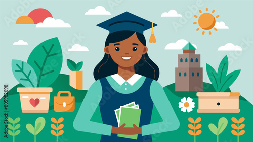 A recent college graduate volunteers at a nonprofit organization using her skills and knowledge to make a positive impact in her community and feeling.