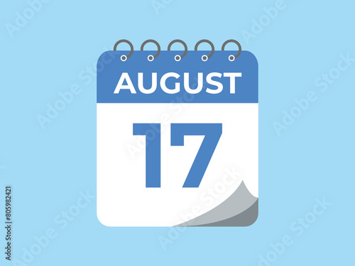 MobileAugust 17 calendar reminder. 17 August daily calendar icon template. Calendar 17 August icon Design template. Vector illustration
