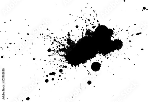 black ink dropped splash splatter grunge graphic element