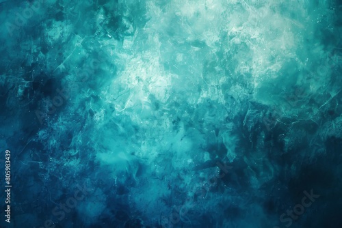 Aqua aquamarine grainy color gradient background glowing noise texture cover header poster design © LadiesWin