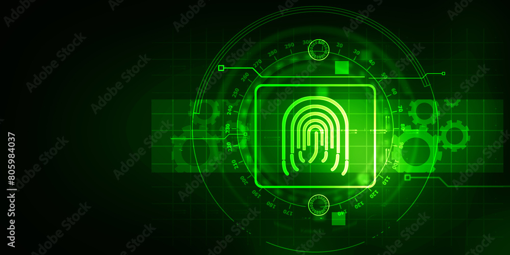 2d Illustration Fingerprint Scanning Technology Concept 2d Illustration Fingerprint Scanning Technology Concept