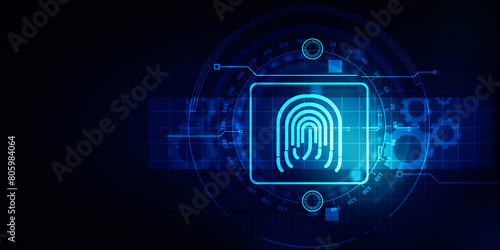 2d Illustration Fingerprint Scanning Technology Concept 