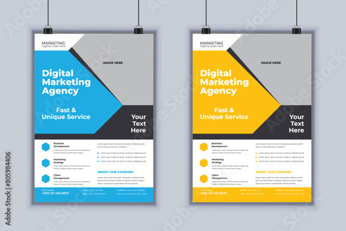 Digital marketing agency corporate flyer design vector template