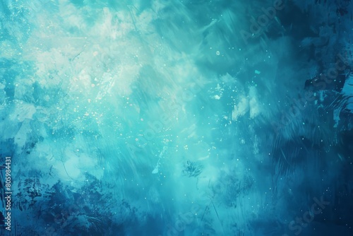 Aqua blue grainy color gradient background glowing noise texture cover header poster design © LadiesWin