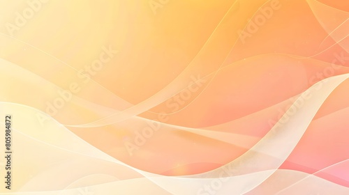 A bright orange and white background with wavy lines.