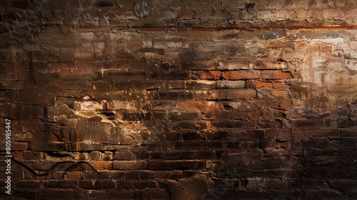 Industrial loft, exposed brick wall close-up, rich texture, ambient indoor lighting 