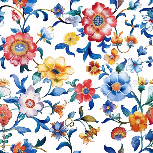 vector seamless patterns of flowers  shangrila