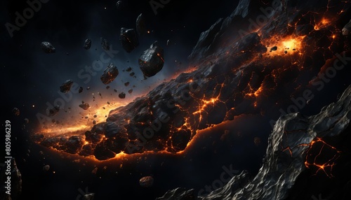 An epic and awe-inspiring space battle between two massive asteroids