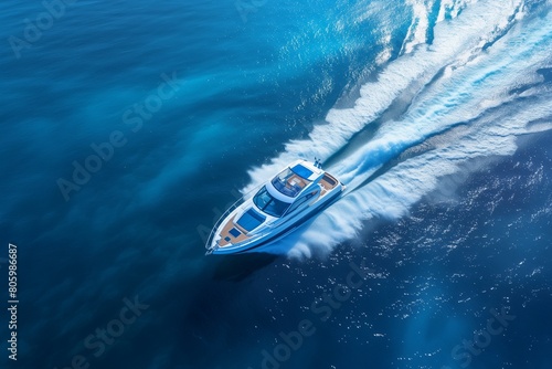 speedboat through the sea in sunlight