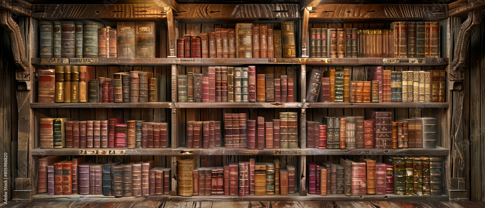 antique books in shelves, library books for study, used as background antique books in shelves, library books for study, used as background