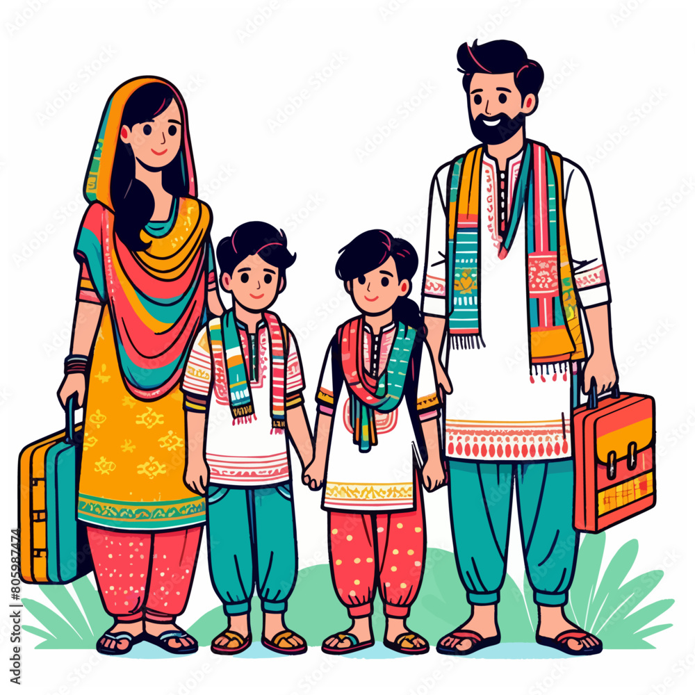 Happy Indian family vector 