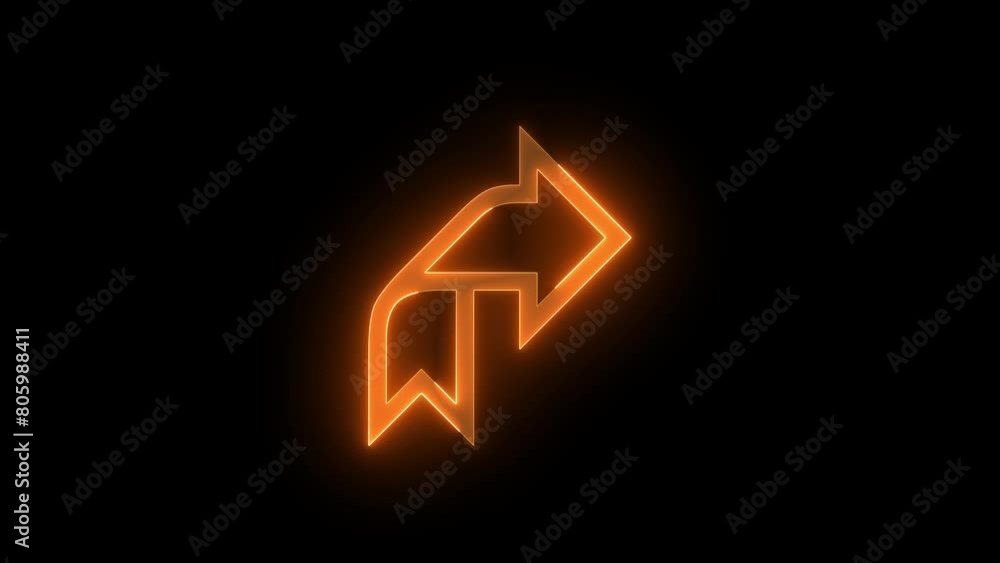 Up right arrow icon glowing neon brown color animation black background Up right arrow icon glowing neon brown color animation black background