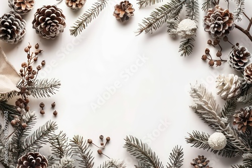christmas decoration frame in white-background