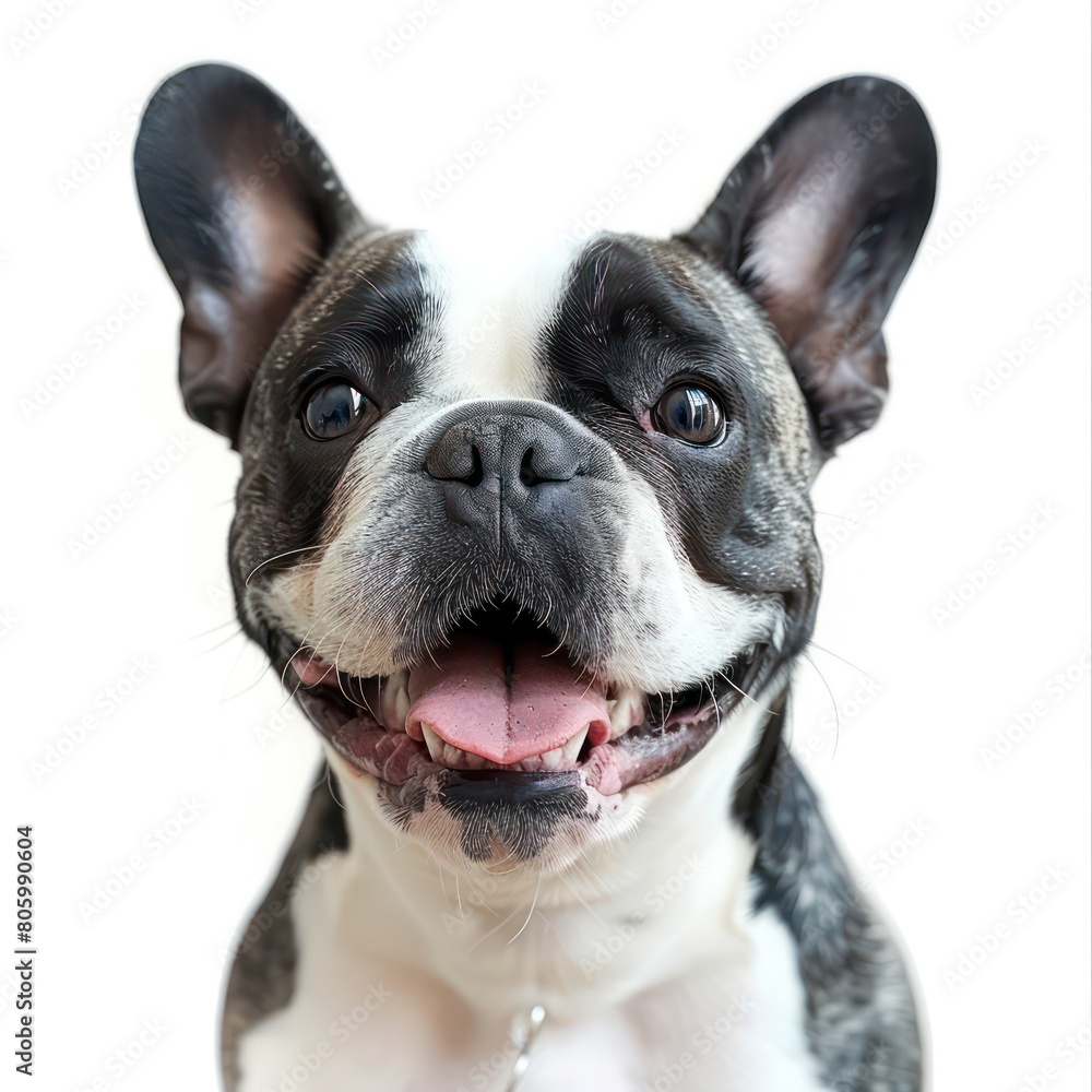a french bull dogs in white background