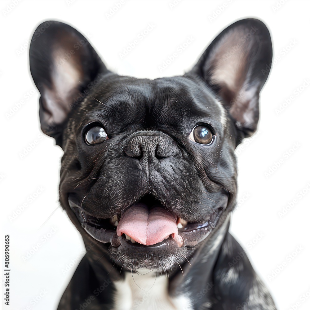 a french bull dogs in white background