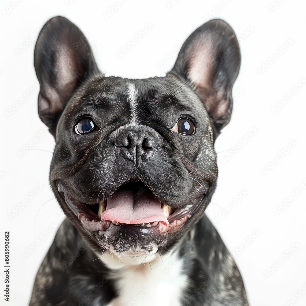 a french bull dogs in white background