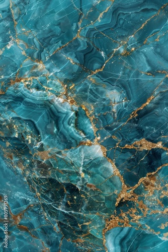 A high-resolution images of marble texture with blue and intertwined veins of gold and silver glitter. 