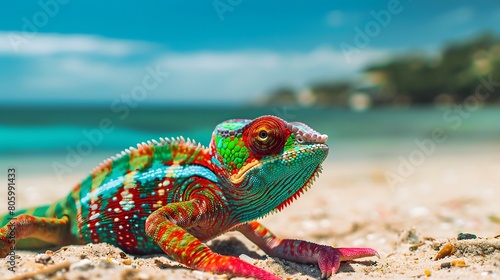 Beautiful of chameleon panther ambilobe, chameleon panther on beach, chameleon panther closeup  © Mohsin