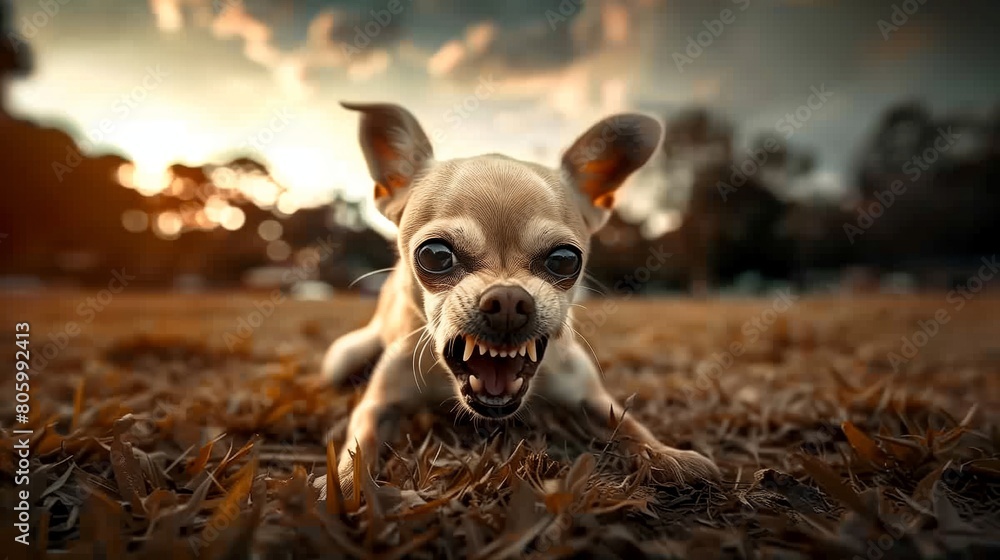 angry chihuahua dog atack