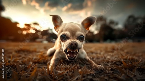 angry chihuahua dog atack