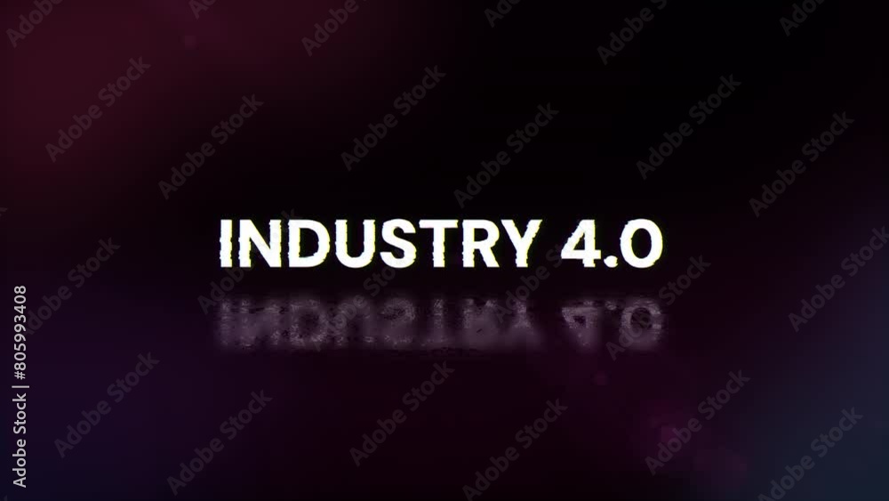 Industry 4.0 text with screen effects of technological failures. Spectacular screen glitch with various kinds of interference. Looped Industry 4.0 text with screen effects of technological failures. Spectacular screen glitch with various kinds of interference. Looped